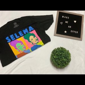 Black T-shirt from target. Selena size large
